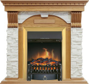 Каминокомплект Dublin - Дуб / Сланец белый с очагом Fobos FX Brass Каминокомплект Dublin - Дуб / Сланец белый с очагом Fobos FX Brass