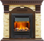 Каминокомплект Dublin угловой - Темный дуб / Сланец с очагом Brookline Black Каминокомплект Dublin угловой - Темный дуб / Сланец с очагом Brookline Black
