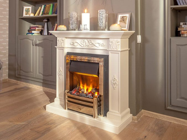 Каминокомплект Derby - Белый дуб с очагом Danville Black FB2 в Ижевске