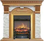 Каминокомплект Dublin - Дуб / Сланец белый с очагом Fobos FX M Brass Каминокомплект Dublin - Дуб / Сланец белый с очагом Fobos FX M Brass