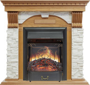 Каминокомплект Dublin - Дуб / Сланец белый с очагом Majestic FX Black Каминокомплект Dublin - Дуб / Сланец белый с очагом Majestic FX Black