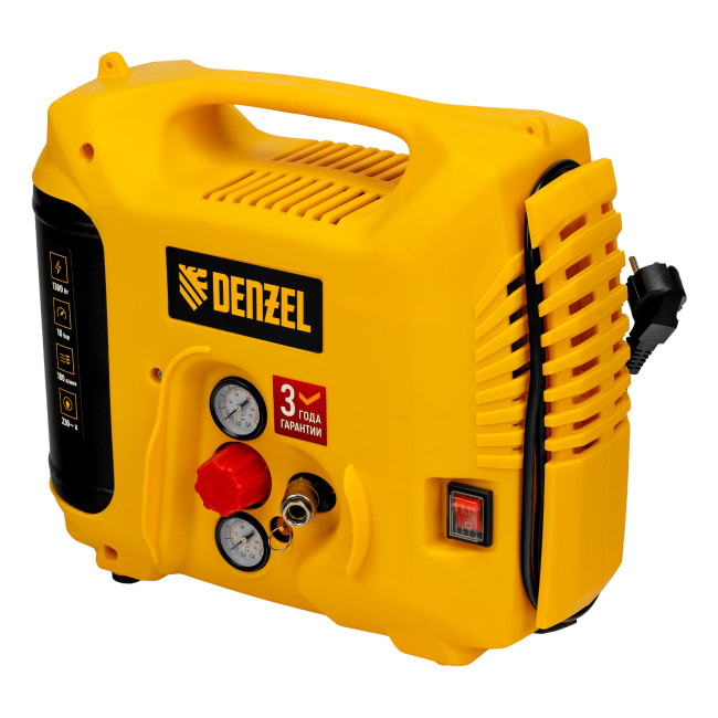Компрессор воздушный DL1300, 10 бар, 1,3 кВт 180 л/мин 5 л, с набором аксессуаров Denzel в Ижевске