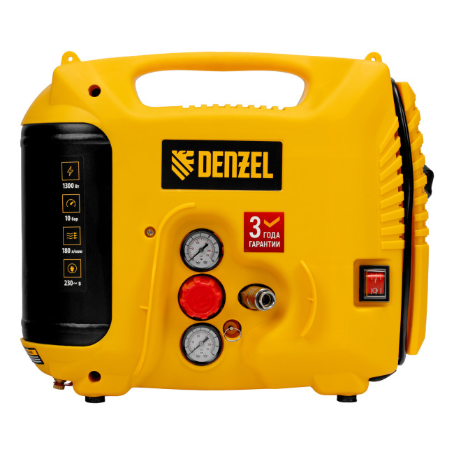 Компрессор воздушный DL1300, 10 бар, 1,3 кВт 180 л/мин 5 л, с набором аксессуаров Denzel в Ижевске