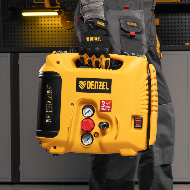 Компрессор воздушный DL1300, 10 бар, 1,3 кВт 180 л/мин 5 л, с набором аксессуаров Denzel в Ижевске