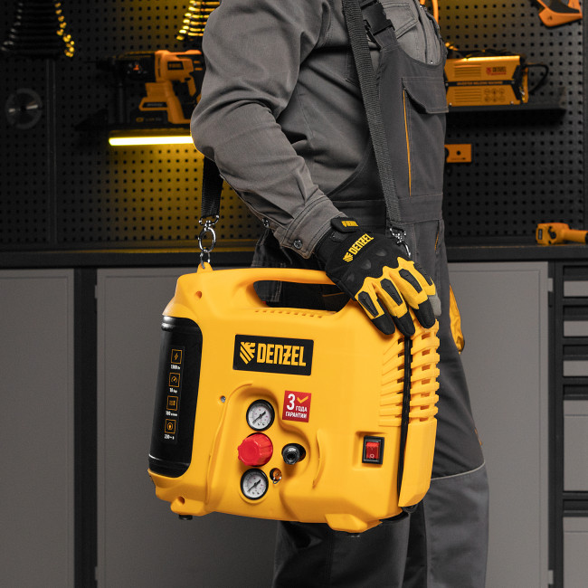 Компрессор воздушный DL1300, 10 бар, 1,3 кВт 180 л/мин 5 л, с набором аксессуаров Denzel в Ижевске