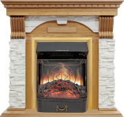 Каминокомплект Dublin - Дуб / Сланец белый с очагом Majestic FX Brass Каминокомплект Dublin - Дуб / Сланец белый с очагом Majestic FX Brass
