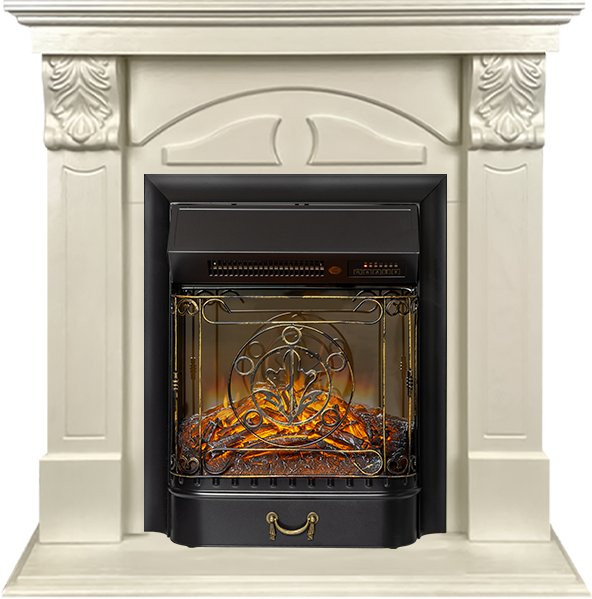 Каминокомплект Dublin (деревянный) RUSTIC (Разборный) - Слоновая кость с очагом Majestic FX M Black RC в Ижевске