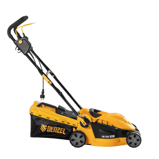 Газонокосилка электрическая GM-1200, 1200 Вт, ширина 32 см, 3 уровня, травосборник 25 л. Denzel в Ижевске Газонокосилка электрическая GM-1200, 1200 Вт, ширина 32 см, 3 уровня, травосборник 25 л. Denzel в Ижевске