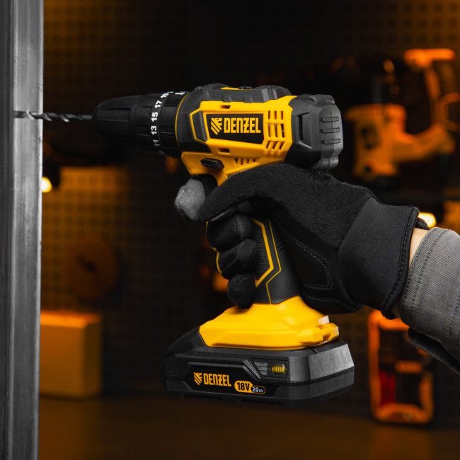 Дрель-шуруповерт аккумуляторная ударная CID-18-0, Li-Ion, 18 В Denzel в Ижевске