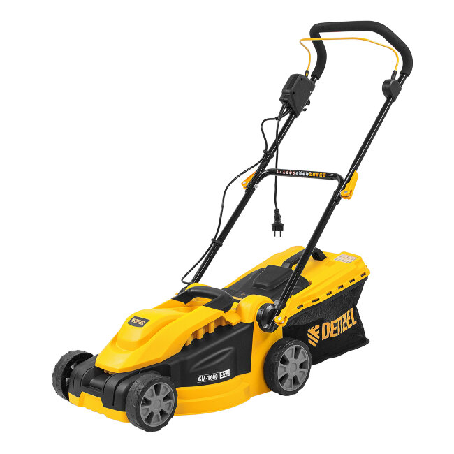 Газонокосилка электрическая GM-1600, 1600 Вт, ширина 36 см, 3 уровя, травосборник 35 л. Denzel в Ижевске