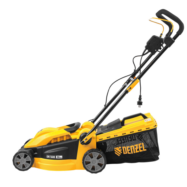Газонокосилка электрическая GM-1600, 1600 Вт, ширина 36 см, 3 уровя, травосборник 35 л. Denzel в Ижевске Газонокосилка электрическая GM-1600, 1600 Вт, ширина 36 см, 3 уровя, травосборник 35 л. Denzel в Ижевске