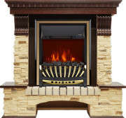 Каминокомплект Pierre Luxe угловой - Темный дуб / Сланец с очагом Aspen Gold Каминокомплект Pierre Luxe угловой - Темный дуб / Сланец с очагом Aspen Gold