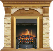Каминокомплект Dublin - Дуб / Сланец с очагом Fobos FX Brass Каминокомплект Dublin - Дуб / Сланец с очагом Fobos FX Brass