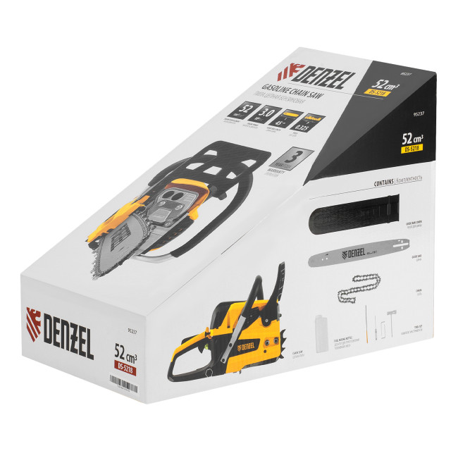 Пила цепная бензиновая DS-5218, шина 45 см, 52 см3, 3 л.с, шаг 0,325, паз 1,5 мм, 72 звена Denzel в Ижевске