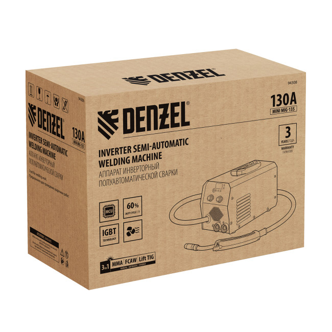 Аппарат инвертор. полуавтомат. сварки Mini MIG-135, 130 А, ПВ 60%// Denzel в Ижевске Аппарат инвертор. полуавтомат. сварки Mini MIG-135, 130 А, ПВ 60%// Denzel в Ижевске