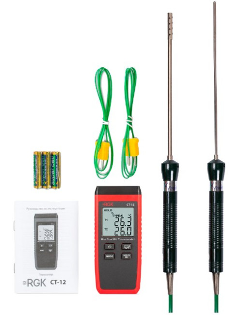 Термометр RGK CT-12 с зондом температуры воздуха TR-10A и погружным зондом температуры TR-10W в Ижевске