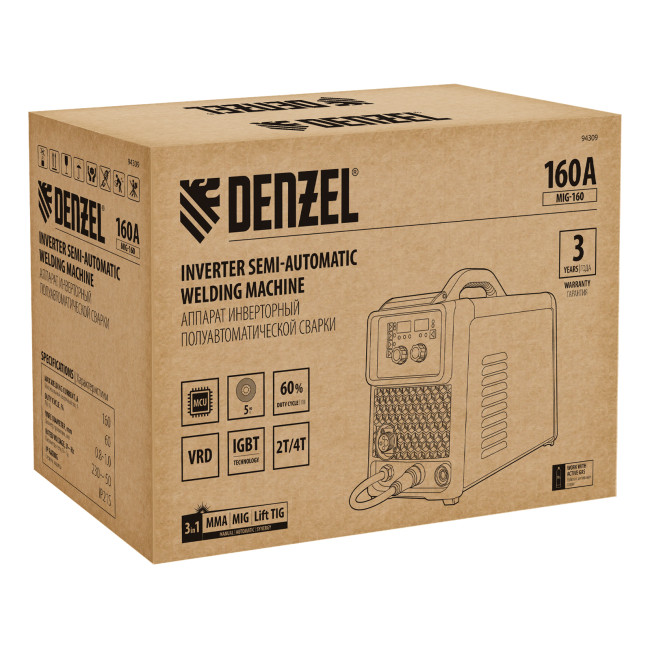 Аппарат инвертор. полуавтомат. сварки MIG-160, 160 А, ПВ 60%, катушка 5 кг// Denzel в Ижевске Аппарат инвертор. полуавтомат. сварки MIG-160, 160 А, ПВ 60%, катушка 5 кг// Denzel в Ижевске