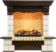 Каминокомплект Pierre Luxe угловой - Темный дуб / Шампань (Высота 1035мм) с очагом Cassette 600 LNH-INT (с дровами)