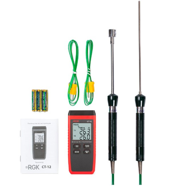 Термометр RGK CT-12 с погружным зондом температуры TR-10W и поверхностным зондом TR-10S в Ижевске