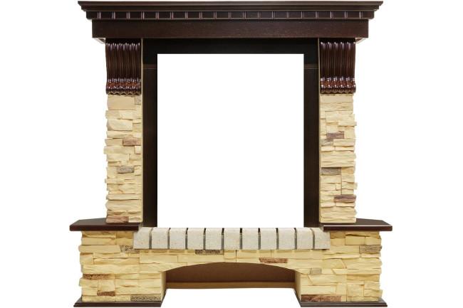 Каминокомплект Pierre Luxe угловой - Темный дуб / Сланец с очагом Majestic FX Black в Ижевске Каминокомплект Pierre Luxe угловой - Темный дуб / Сланец с очагом Majestic FX Black в Ижевске