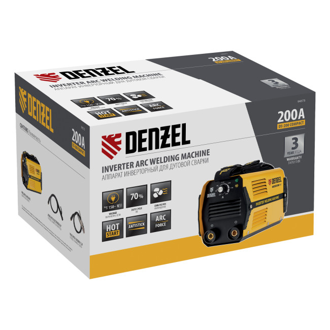 Аппарат инверторный дуговой сварки DS-200 Compact, 200 А, ПВ 70%, диаметр электрода 1.6-5 мм Denzel в Ижевске Аппарат инверторный дуговой сварки DS-200 Compact, 200 А, ПВ 70%, диаметр электрода 1.6-5 мм Denzel в Ижевске
