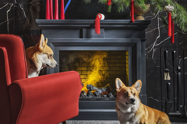 Каминокомплект Coventry - Серый графит / Кирпич с очагом Cassette 400 LNH-INT PS (без дров) в Ижевске