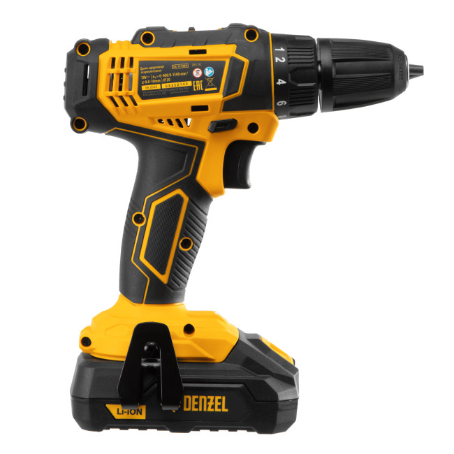 Дрель-шуруповерт аккумуляторная CDL-18-02BM, Li-Ion, 18 В, 2 аккумулятор Denzel в Ижевске