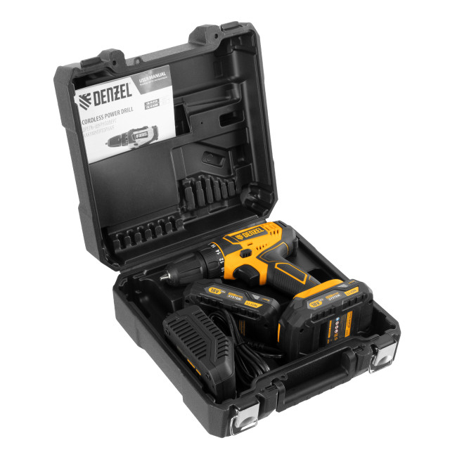 Дрель-шуруповерт аккумуляторная CDL-18-02BM, Li-Ion, 18 В, 2 аккумулятор Denzel в Ижевске