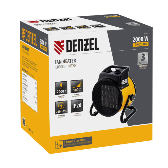 Тепловая пушка, керамический нагреватель (тепловентилятор) DHC 2-100, 230 В, 0.025/1/2 кВт Denzel в Ижевске Тепловая пушка, керамический нагреватель (тепловентилятор) DHC 2-100, 230 В, 0.025/1/2 кВт Denzel в Ижевске