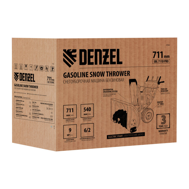 Бензиновая снегоуборочная машина SBL 711D PRO, 302cc, эл.старт, фара, обогрев, блок. дифф. Denzel в Ижевске Бензиновая снегоуборочная машина SBL 711D PRO, 302cc, эл.старт, фара, обогрев, блок. дифф. Denzel в Ижевске