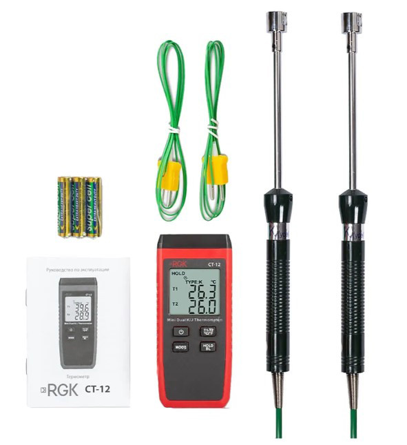 Термометр RGK CT-12 с 2-мя поверхностными зондами TR-10S с поверкой в Ижевске