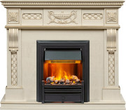 Каминокомплект Corsica - Слоновая кость с патиной (Ширина 1100) с очагом Brookline Black Каминокомплект Corsica - Слоновая кость с патиной (Ширина 1100) с очагом Brookline Black