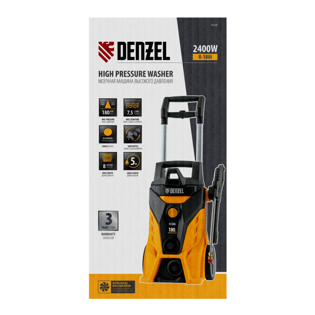 Моечная машина высокого давления R-180i, 2400 Вт, 180 бар, 7.5 л/мин, асинхронный двигатель Denzel в Ижевске Моечная машина высокого давления R-180i, 2400 Вт, 180 бар, 7.5 л/мин, асинхронный двигатель Denzel в Ижевске