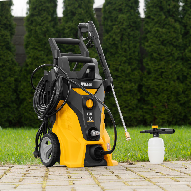 Моечная машина высокого давления R-180i, 2400 Вт, 180 бар, 7.5 л/мин, асинхронный двигатель Denzel в Ижевске Моечная машина высокого давления R-180i, 2400 Вт, 180 бар, 7.5 л/мин, асинхронный двигатель Denzel в Ижевске