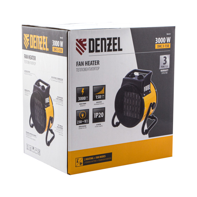 Тепловая пушка, керамический нагреватель (тепловентилятор) DHC 3-150, 230 В, 0.025/1.5/3 кВт Denzel в Ижевске Тепловая пушка, керамический нагреватель (тепловентилятор) DHC 3-150, 230 В, 0.025/1.5/3 кВт Denzel в Ижевске