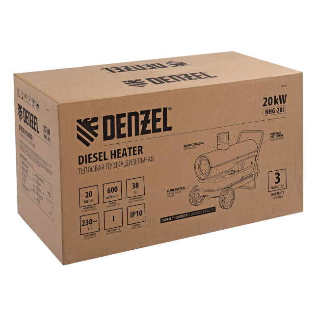 Дизельная тепловая пушка NHG-20i, 20 кВт, 600 м3/ч, непрямой нагрев, цифровой термостат Denzel в Ижевске Дизельная тепловая пушка NHG-20i, 20 кВт, 600 м3/ч, непрямой нагрев, цифровой термостат Denzel в Ижевске