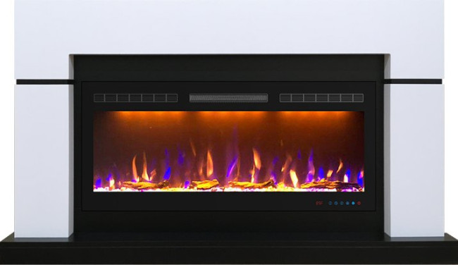 Каминокомплект Lindos - Белый с черным (Ширина 1470мм) с очагом Crystal 40 RF в Ижевске