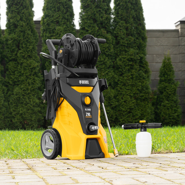 Моечная машина высокого давления R-210iD, 2600 Вт, 210 бар, 8.0 л/мин, асинхронный двигатель, барабан Denzel в Ижевске Моечная машина высокого давления R-210iD, 2600 Вт, 210 бар, 8.0 л/мин, асинхронный двигатель, барабан Denzel в Ижевске