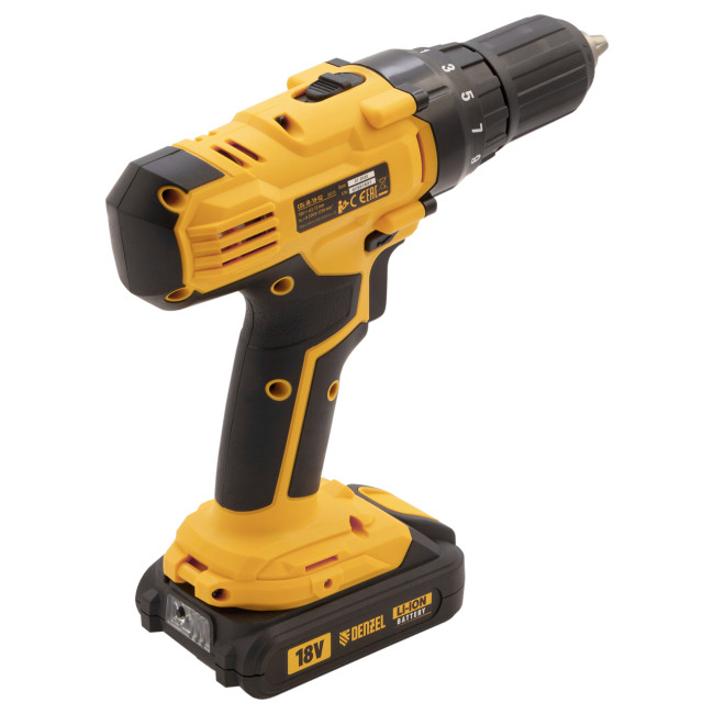 Дрель-шуруповерт аккумуляторная CDL-IB-18-02, Li-Ion, 18 В, 2 акк. Denzel в Ижевске
