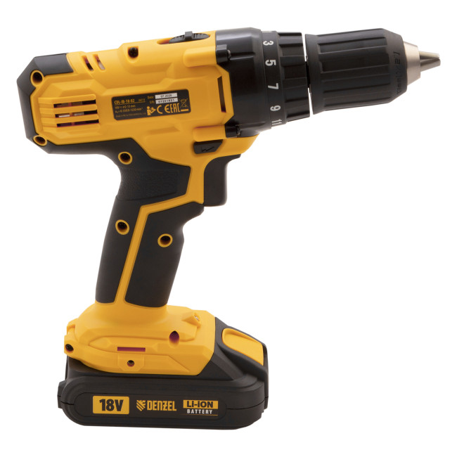 Дрель-шуруповерт аккумуляторная CDL-IB-18-02, Li-Ion, 18 В, 2 акк. Denzel в Ижевске