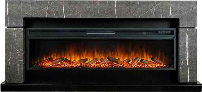 Каминокомплект Lindos 60 SFT - Серый мрамор с очагом Vision 60 LOG LED в Ижевске