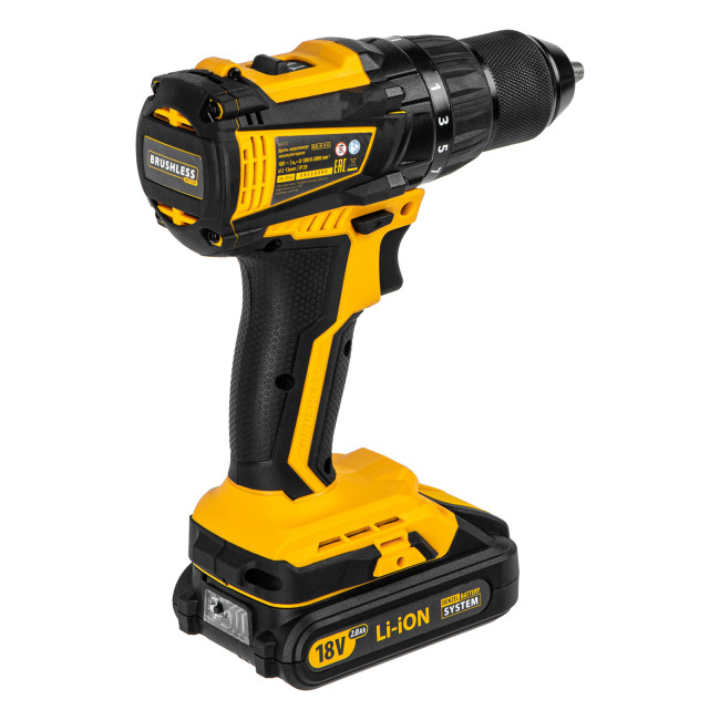 Дрель-шуруповерт аккумуляторная, бесщет. BLDL-IB-18-02, Li-Ion, 18 В, 2 акк. Denzel в Ижевске