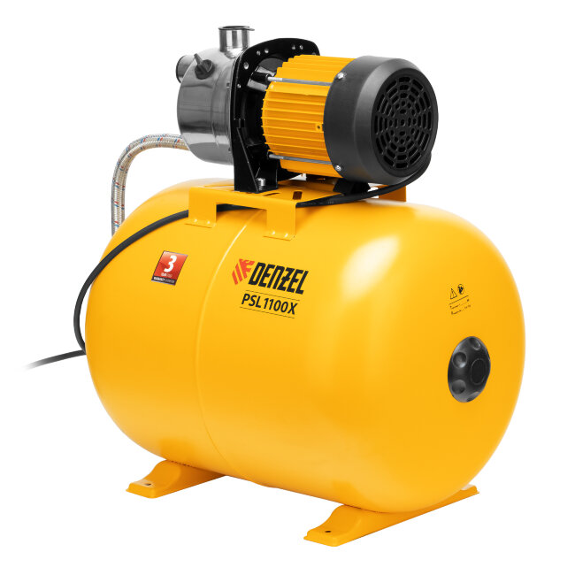 Насосная станция PSL1100X, 1100 Вт, 3600 л/ч, ресивер 50 л, подъем 45 м, нержавейка Denzel в Ижевске Насосная станция PSL1100X, 1100 Вт, 3600 л/ч, ресивер 50 л, подъем 45 м, нержавейка Denzel в Ижевске