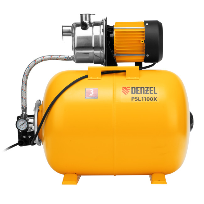 Насосная станция PSL1100X, 1100 Вт, 3600 л/ч, ресивер 50 л, подъем 45 м, нержавейка Denzel в Ижевске Насосная станция PSL1100X, 1100 Вт, 3600 л/ч, ресивер 50 л, подъем 45 м, нержавейка Denzel в Ижевске