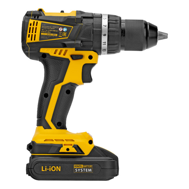 Дрель-шуруповерт аккумуляторная ударная бесщет CIDB-IB-18-02, Li-Ion, 18 В, 2 акк. Denzel в Ижевске