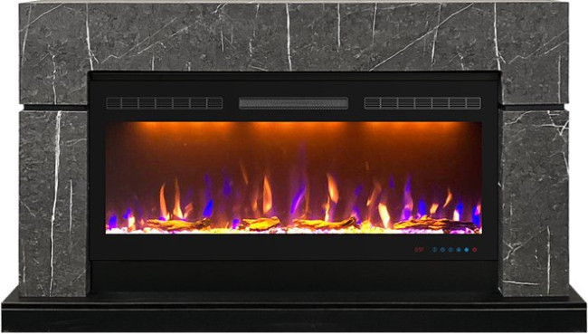 Каминокомплект Lindos 42 SFT - Серый мрамор (Ширина 1470мм) с очагом Crystal 40 RF в Ижевске