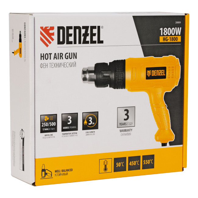 Фен технический HG-1800, 1800 Вт, 3 режима Denzel в Ижевске Фен технический HG-1800, 1800 Вт, 3 режима Denzel в Ижевске