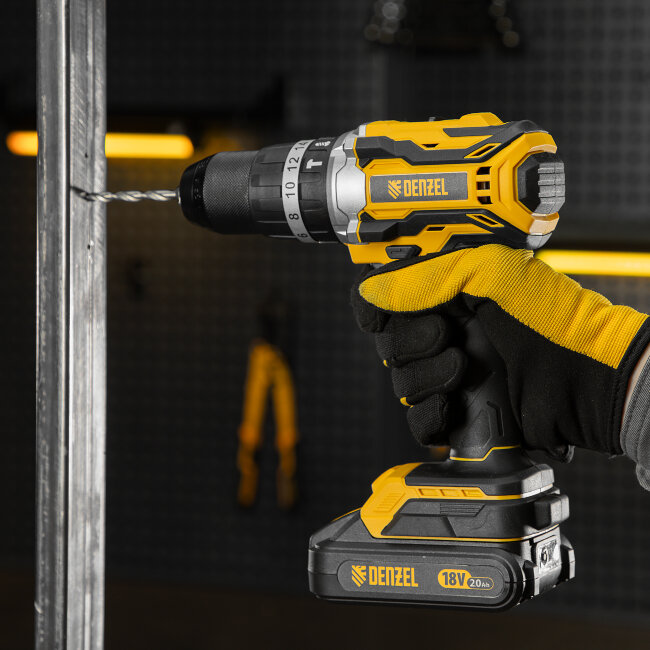 Дрель-шуруповерт аккумуляторная ударная бесщет CIDB-18-02, Li-Ion, 18 В Denzel в Ижевске