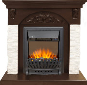 Каминокомплект Bern Сланец мелкий белый / Темный дуб с очагом Aspen Black Каминокомплект Bern Сланец мелкий белый / Темный дуб с очагом Aspen Black