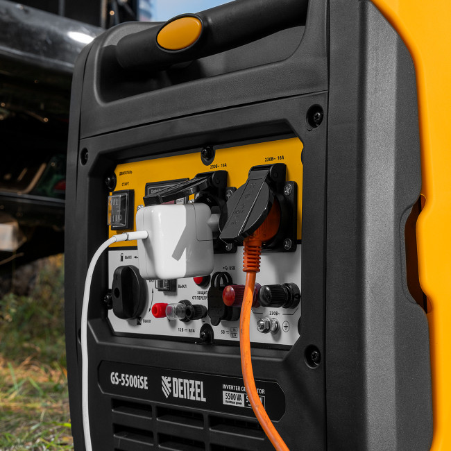 Генератор инверторный GS-5500iSE, 5,5 кВт, 230 В, закрытый корпус,электростартер Denzel в Ижевске Генератор инверторный GS-5500iSE, 5,5 кВт, 230 В, закрытый корпус,электростартер Denzel в Ижевске